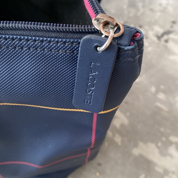 Lacoste Navy and Multicolor Checkered Tote - Picture 7 of 7